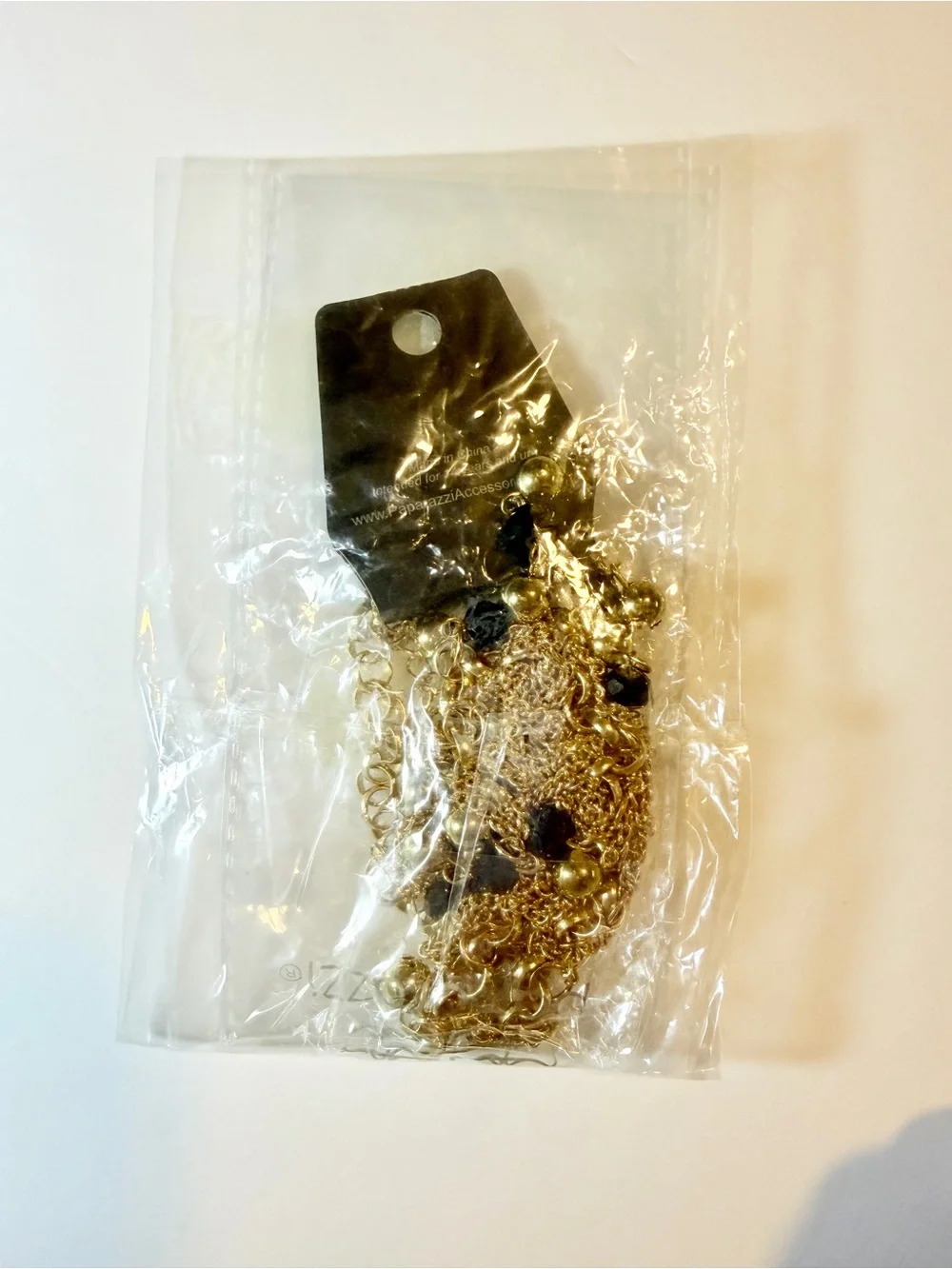 paparazzi Gold Fringe Necklace with Black Bead Accents